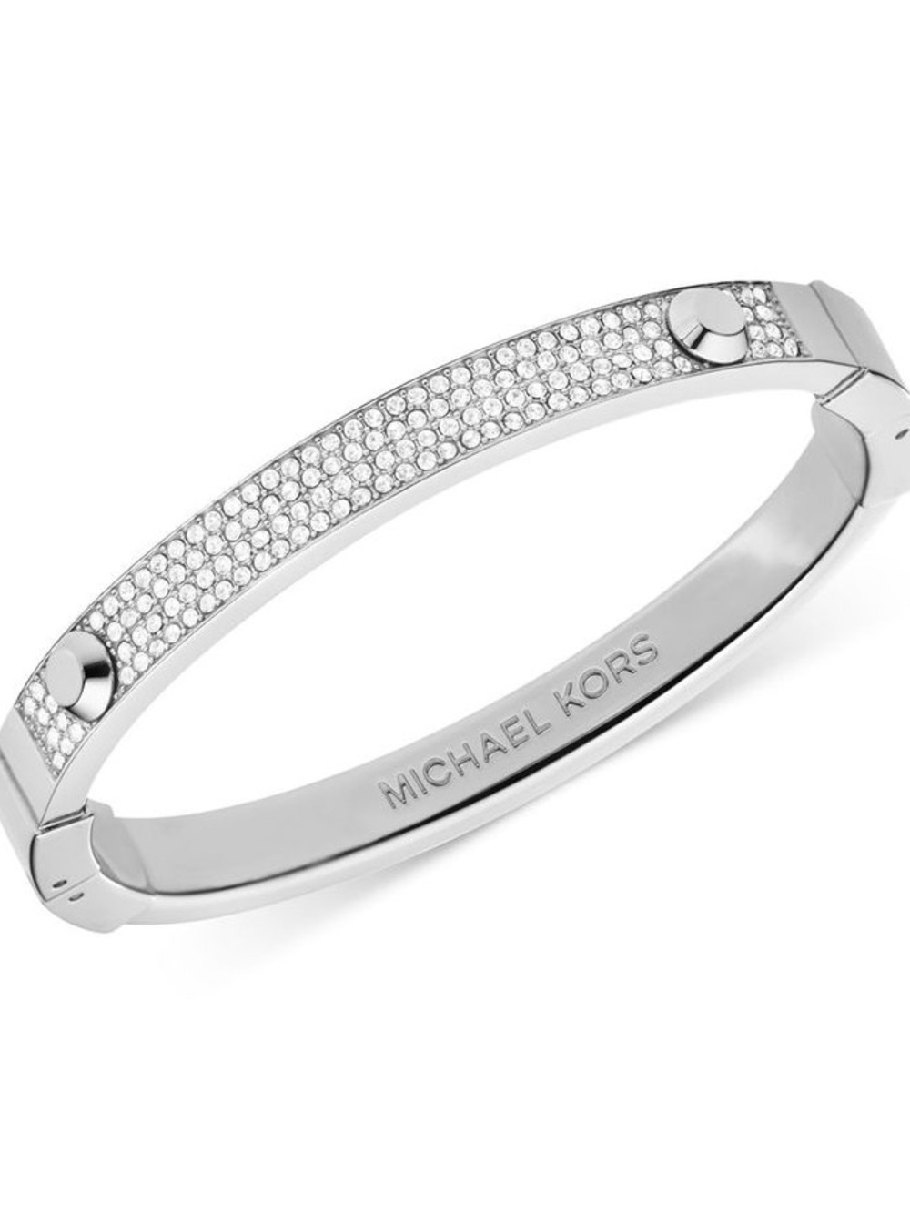 Michael Kors Silver-Tone Crystal Pave Astor Stud Bangle Bracelet
